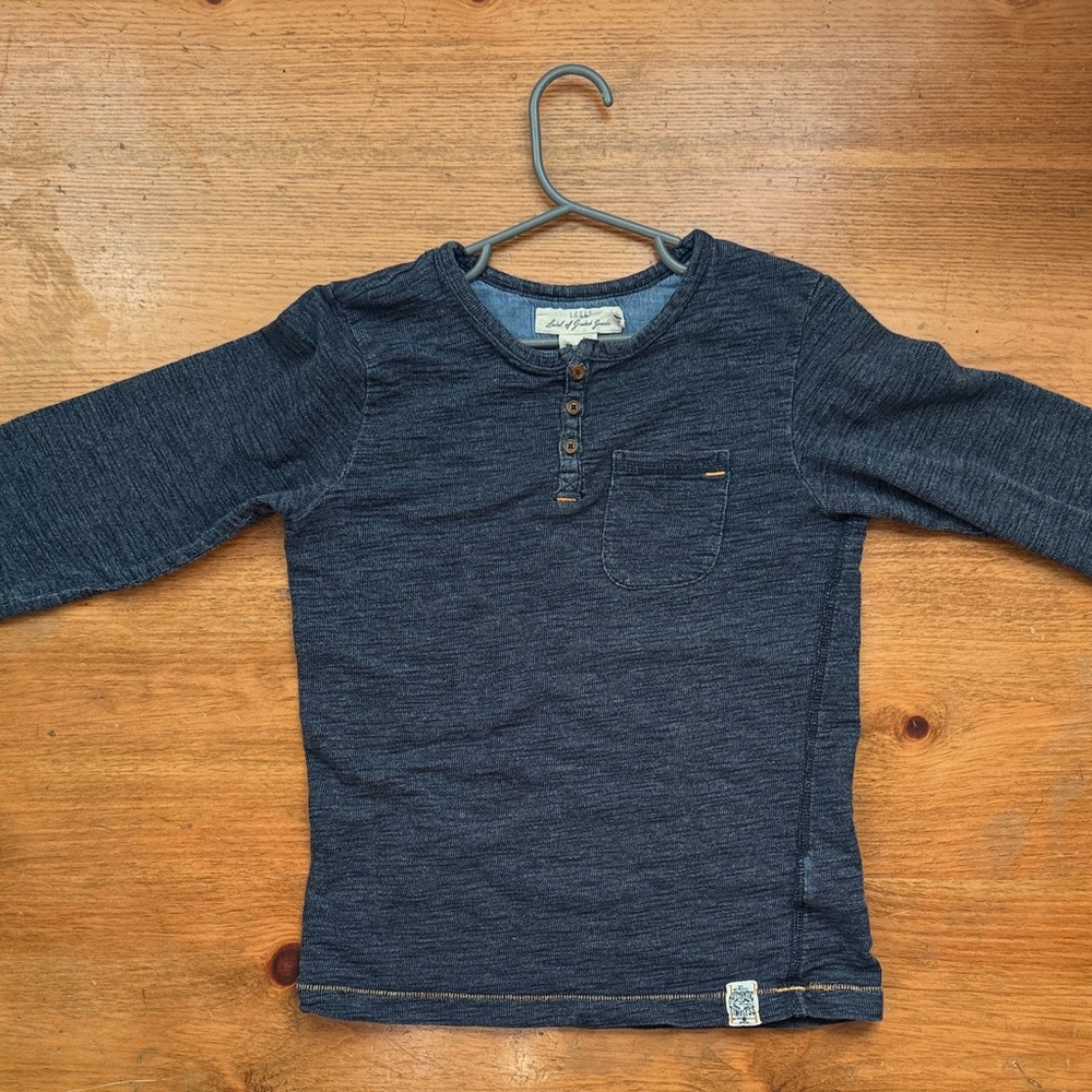 H&M Navy Blue Long Sleeve Henley Top for Kids